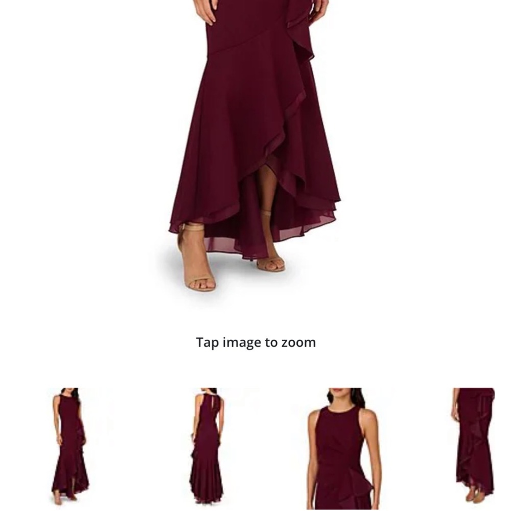 Adrianna Papell Elegant Black Ruffle Gown - Picture 8 of 11
